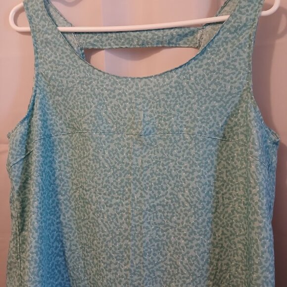Nwt Scoop neck Tank top Blouse womens M Blue Turquoise Strappy V back Trapeze - Picture 3 of 7